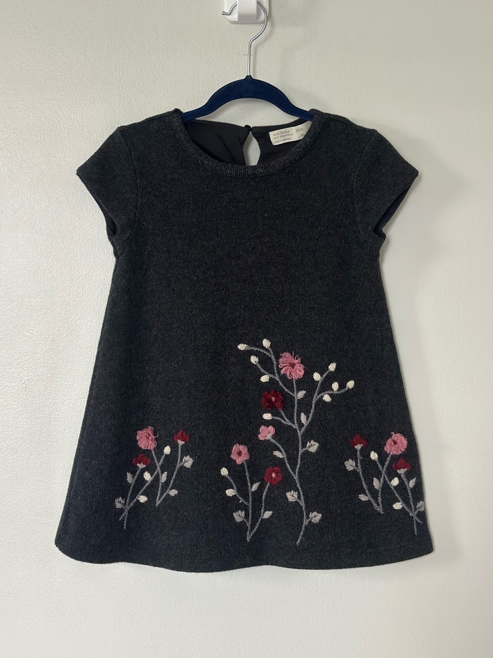 Zara girls dress Soft collection with Pink and Burgundy Floral Embroidery